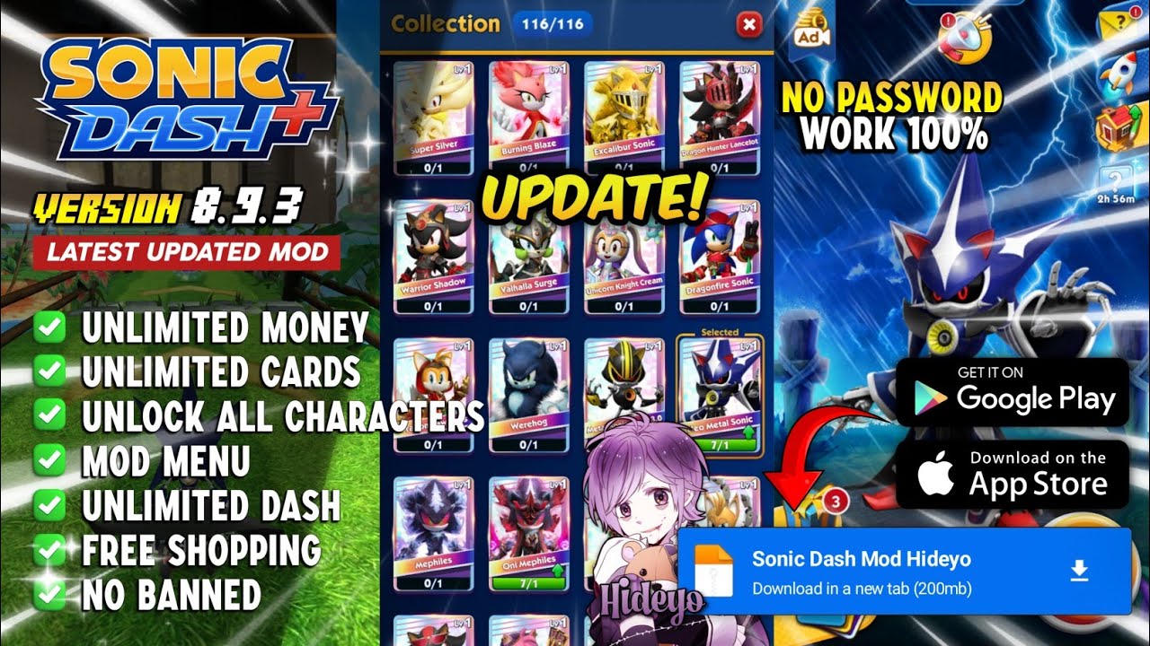 UPDATE!! Sonic Dash Mod Apk v8.9.3 Terbaru 2025 - Unlimited Money & Unlock All Character