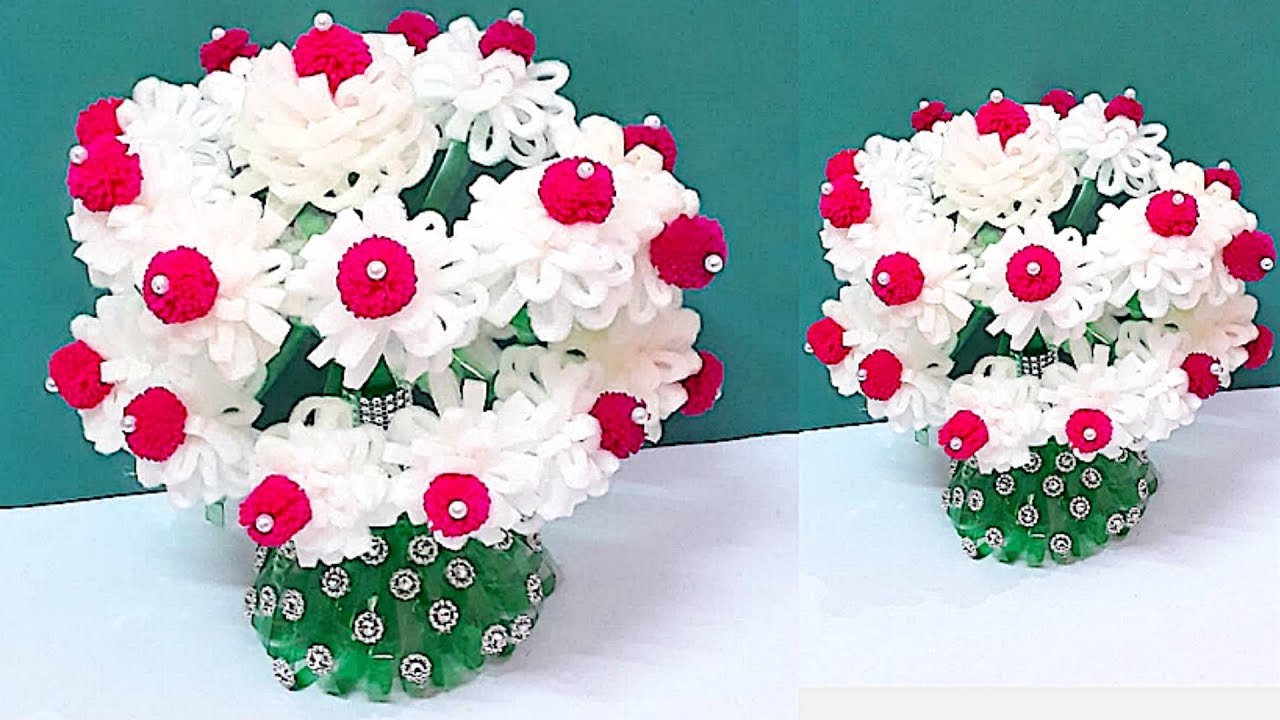 Guldasta/flower vase from plastic bottle & Foam flower at home|Best out of waste |DIY Flower pot