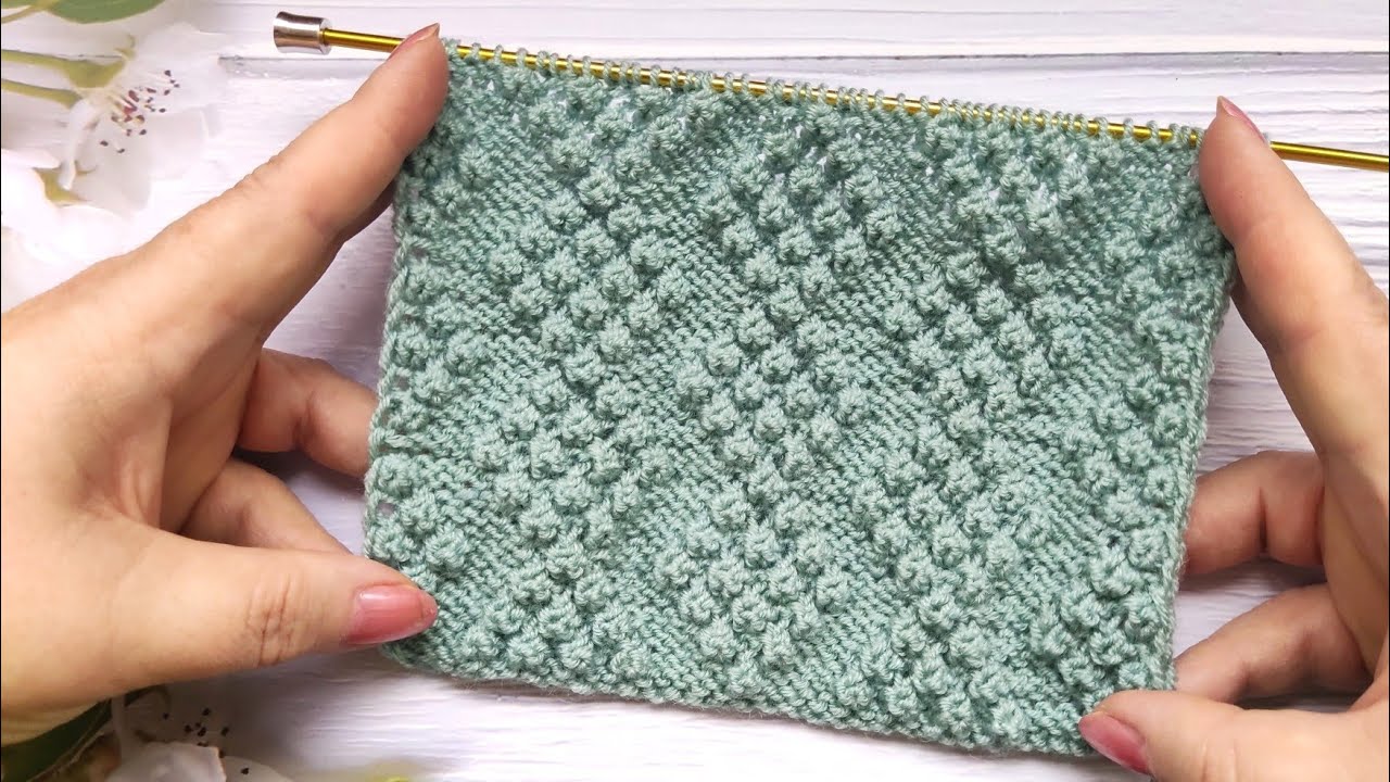 Diamond Bobble | Rauten-Noppenmuster stricken | Punto Rombi di Nocciole| Losanges à Noppes au Tricot