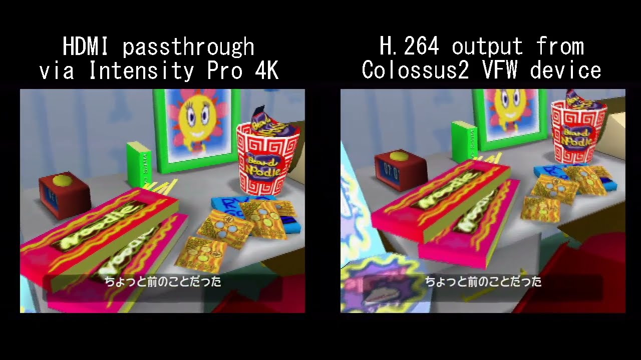 Colossus2 capture latency side-by-side (HDMI 