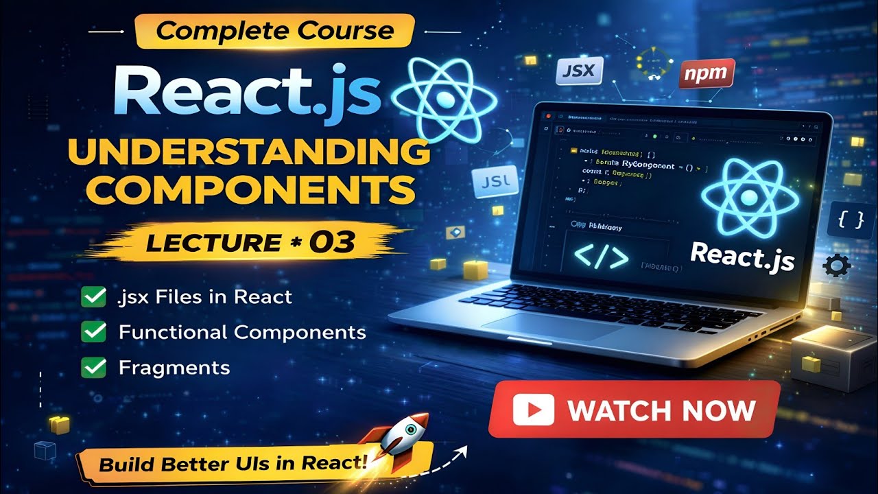 React JS Tutorial Lecture 03 | Components Reactjs | JSX File | Functional Component |Fragments react