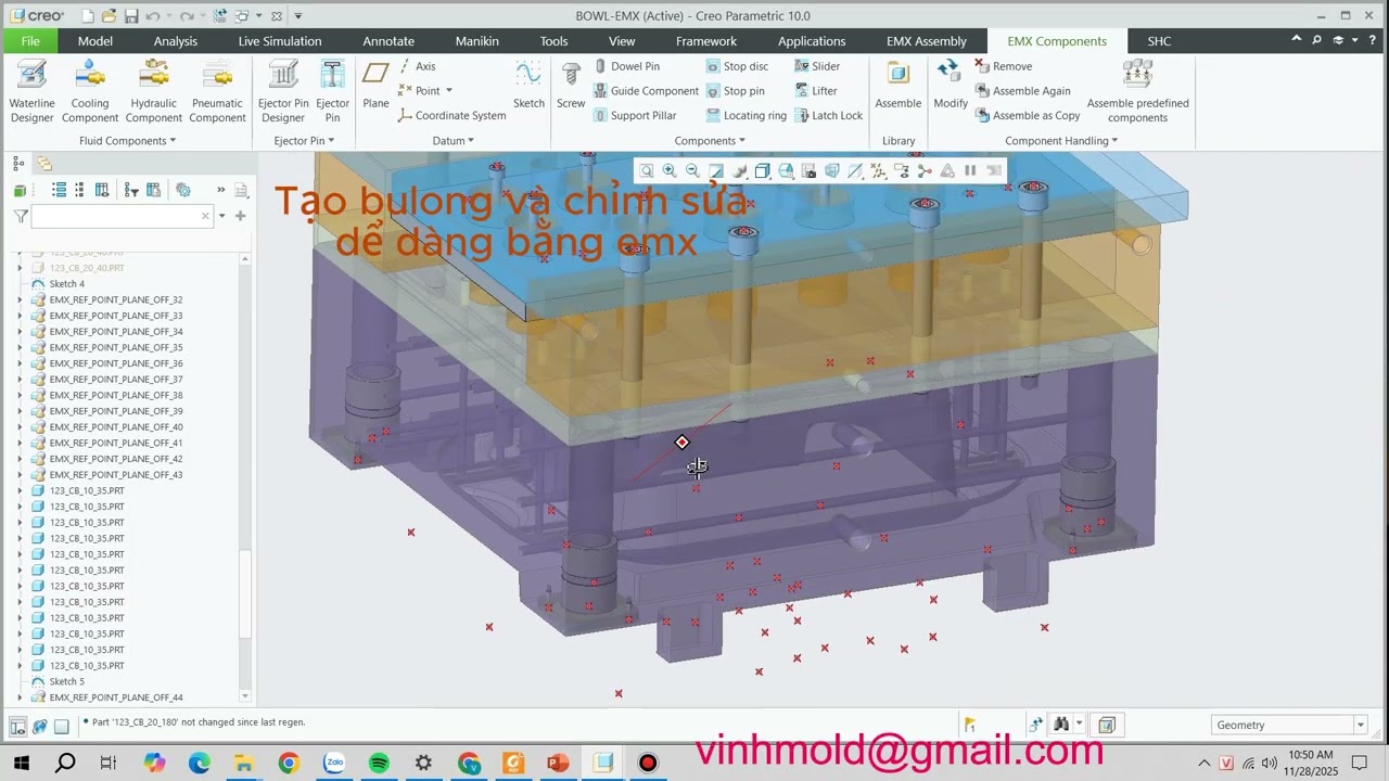 PTC Creo EMX Tạo bulong và chỉnh sửa dể dàng
