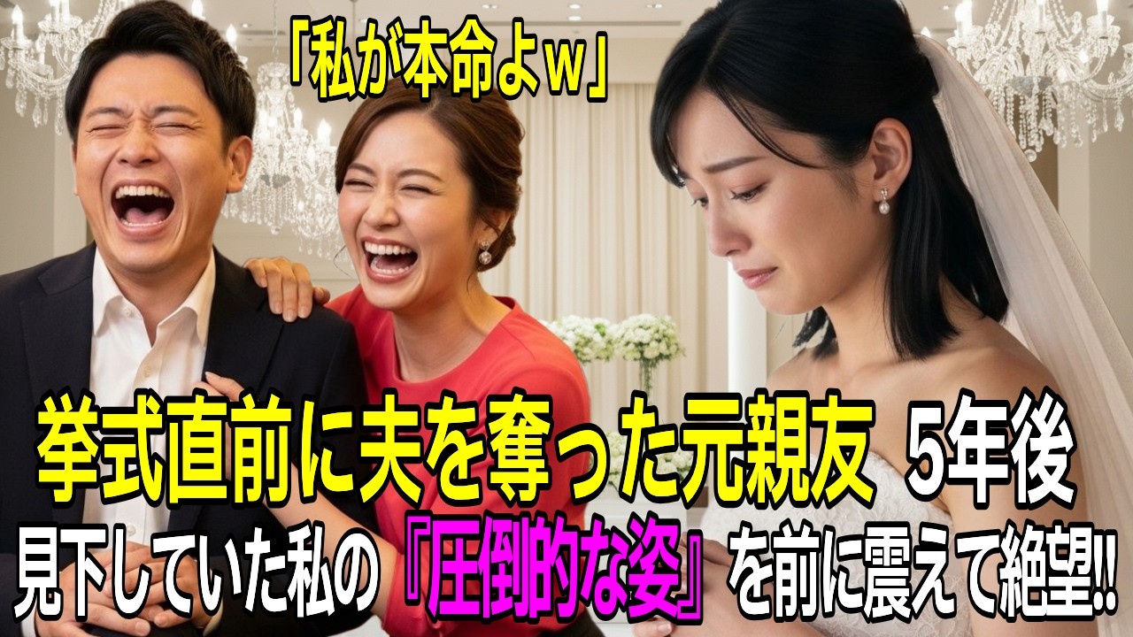 友人への略奪婚で結婚式をドタキャンされた私、5年後に取引先御曹司の花嫁として入場し元友人夫婦を取引停止で破滅させる大逆転劇【感動する話】【朗読】