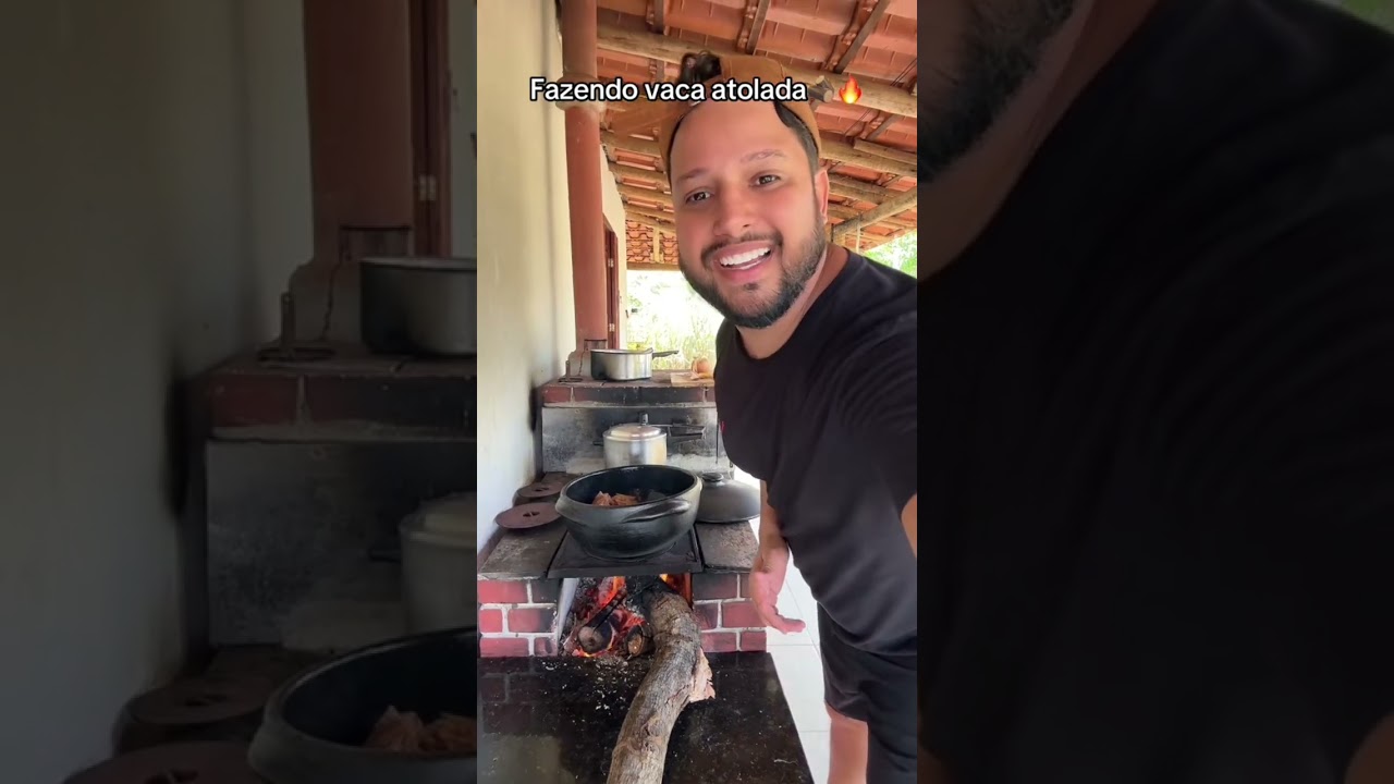 Vaca atolada feita no fogão à lenha.
