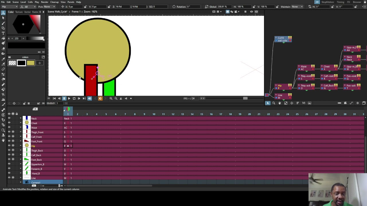 Animating lower half walk cycle with Tahoma 2D
