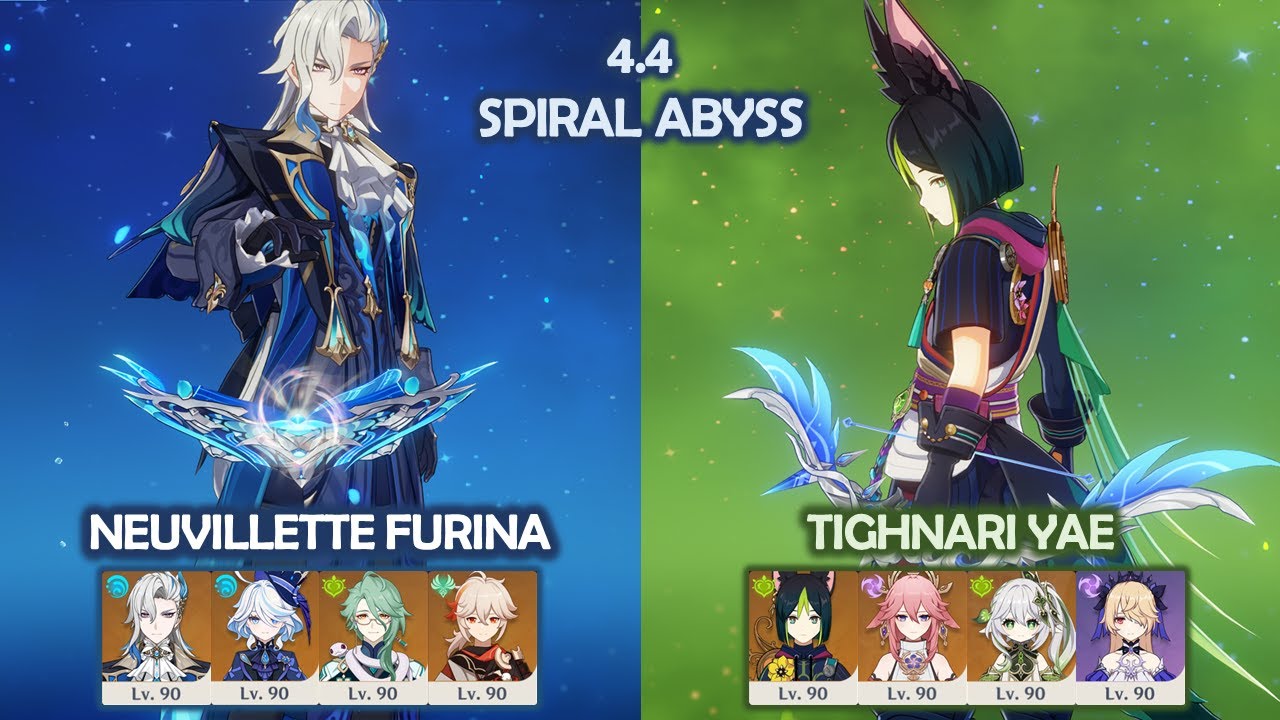 Neuvillette Furina & Tighnari Yae Quicken - 4.4 Spiral Abyss - Genshin Impact