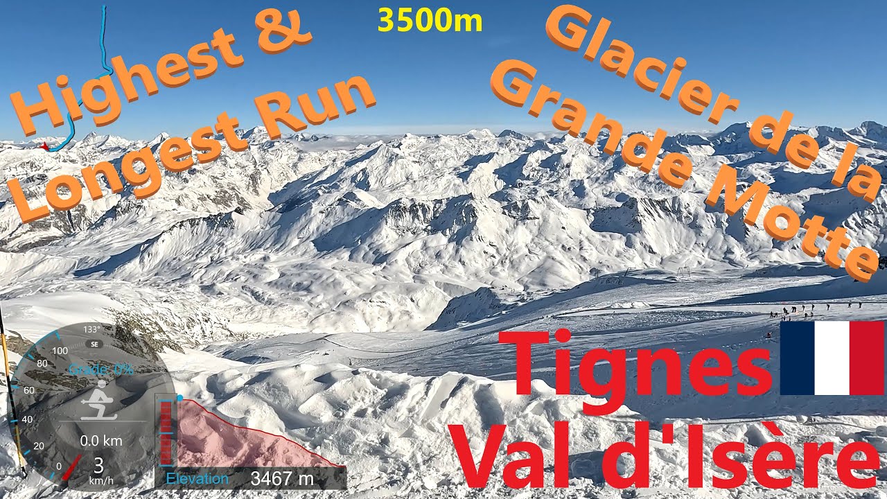 [4K] Skiing Val d’Isère Tignes, Grande Motte Glacier - Highest and Longest Run, France, GoPro HERO11