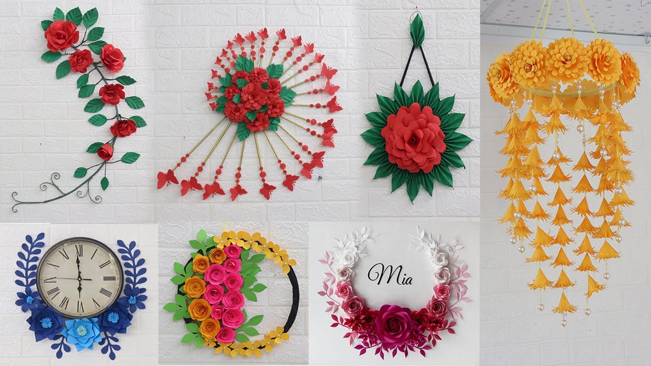 17 Best collection paper flower wall hanging craft ideas