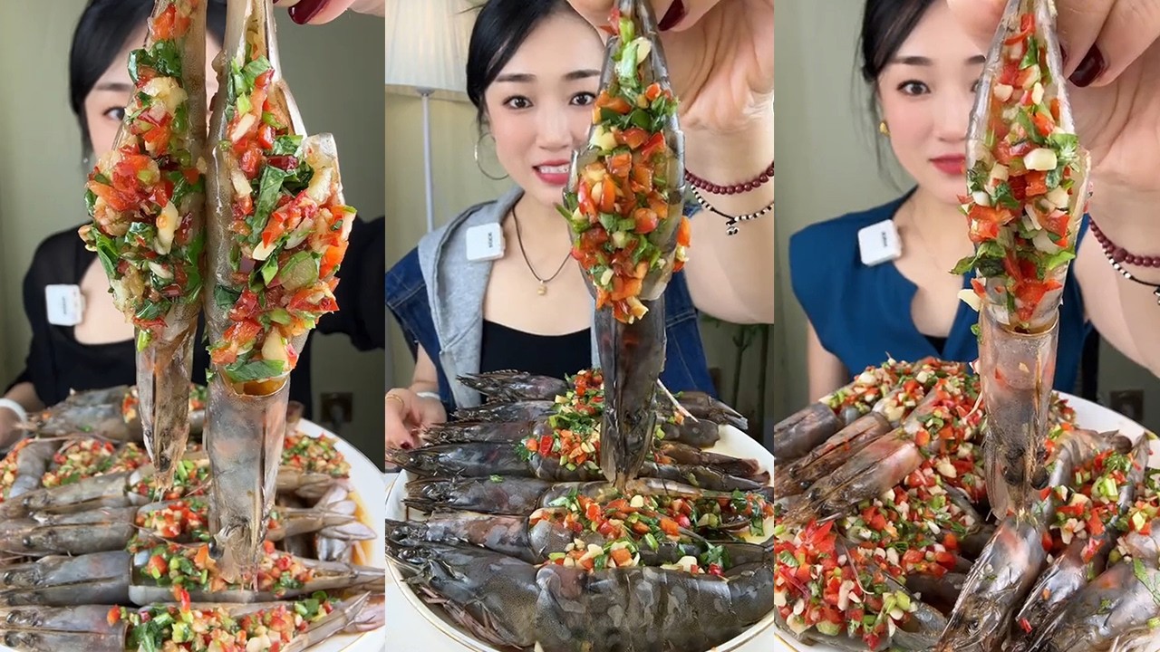 【Yummy】Filled shrimp + stuffed Thai shrimp🦐🍋🧄🌶#mukbang#asmr#Seafood