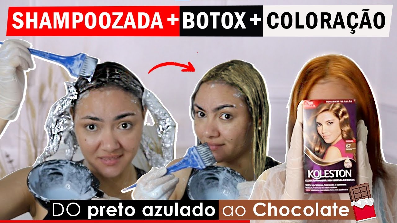 SHAMPOOZADA em Cabelo  PRETO AZULADO  + Pintando  de CHOCOLATE🍫 + Botox TUDO em 5 DIAS! #shampoozada