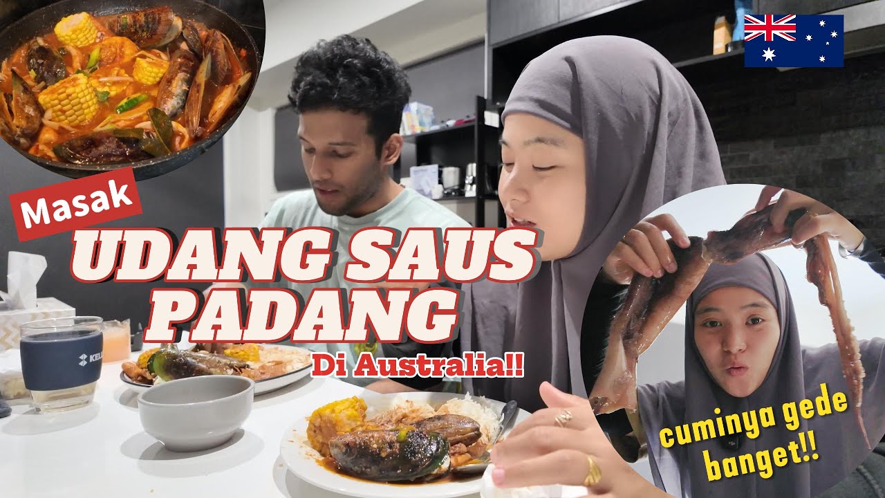 Suami Sri Lanka Pertama Kali Coba Udang Saus Padang!! Cumi terbesar yang pernah aku masak!!