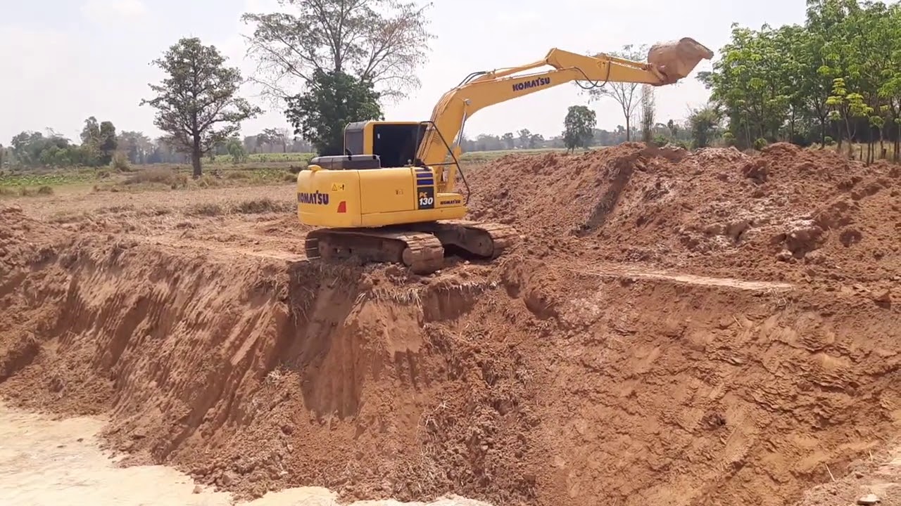 ขุดสระฝีมือ komatsu pc130-10mo การแต่งสโลป จารย์ลภ จัดให้ excavator EP.8141