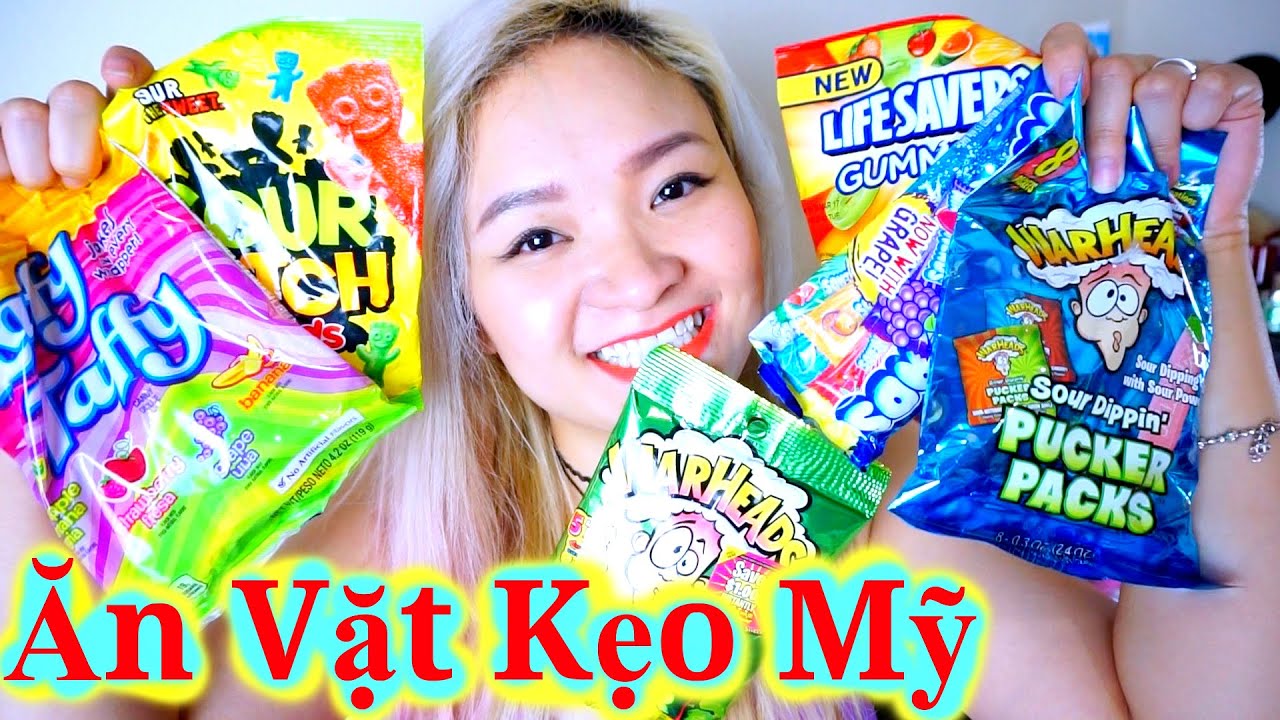 Trying American Candy | Thử Đồ Ăn Vặt Kẹo Mỹ ♡ BeeSweetiee
