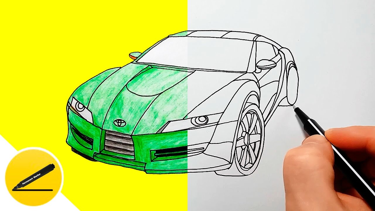 Toyota drawing &ndash; How to draw a Car | Car Drawing