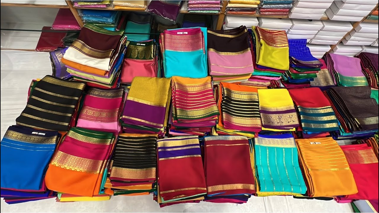 Chickpet Bangalore wholesale Mysore crepe Silk sarees||Single saree courier available