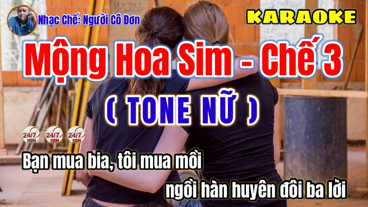 Mộng Hoa Sim - Chế 3 / Karaoke / Tone Nữ / Lời  chế: 247 - H2N vs Người Cô Đơn