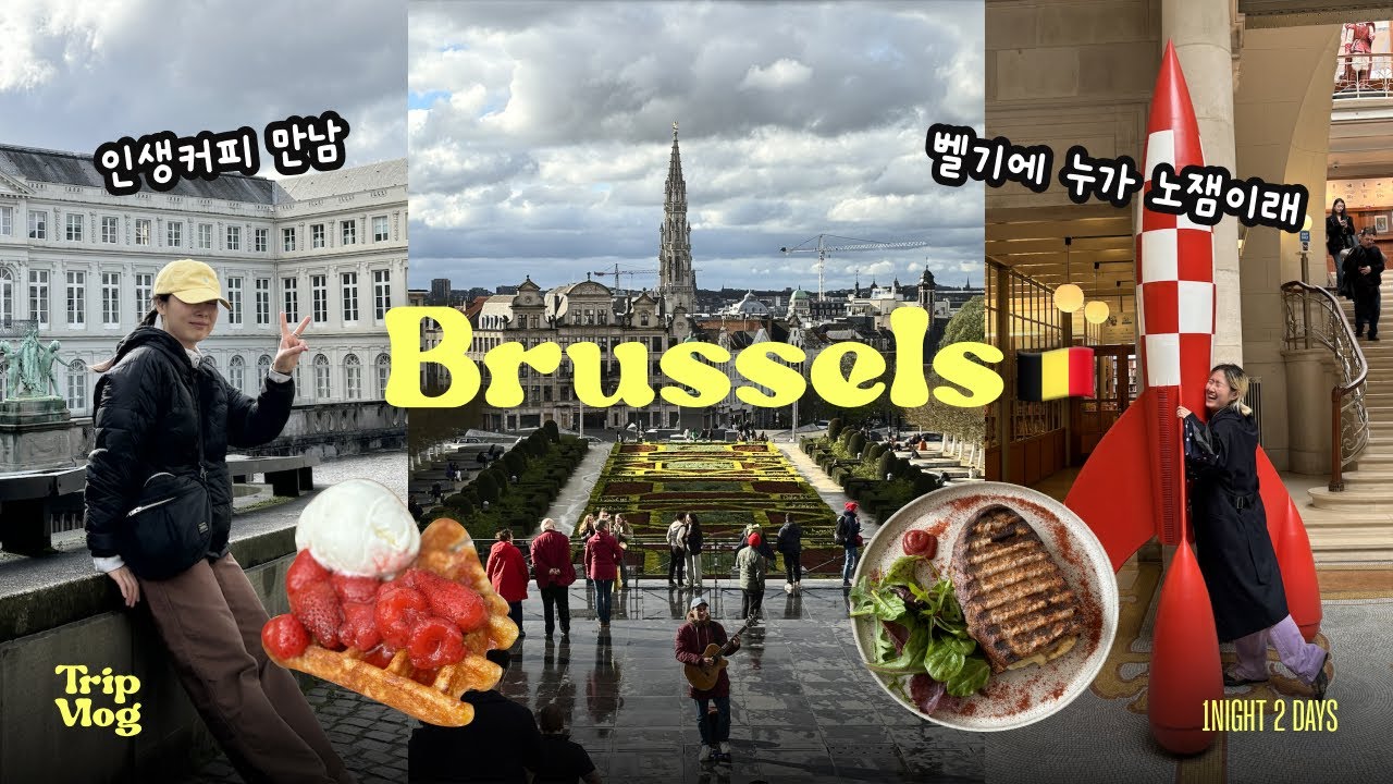 🇧🇪 벨기에 브뤼셀 1박 2일 여행 브이로그 |  우여곡절, 맛집, 와플, 홍합, 재즈바, 맥주