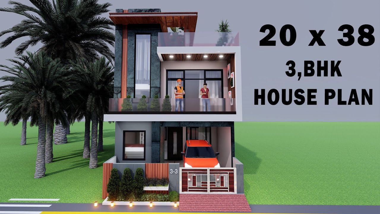 New house elevation,20 by 38 car parking house,20*38 ghar ka naksha,20x38 letist design,3D home
