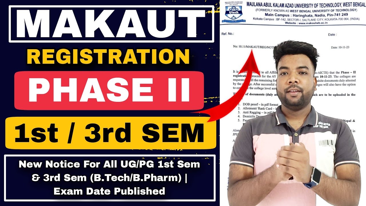 🥳Finally MAKAUT 1st & 3rd SEM PHASE 2 Registration & All Expected Exam Date Published | New Notice.