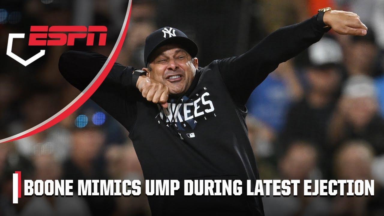 Бурный спор Аарона Буна и подражание судье привели к его удалению | MLB на ESPN