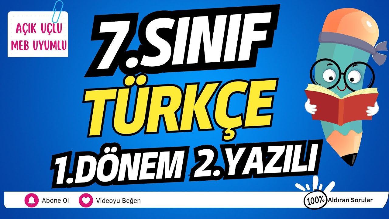 7. Sınıf TÜRKÇE 1. Dönem 2. Yazılı Açık Uçlu Yeni (%99 Çıkabilir 😊)