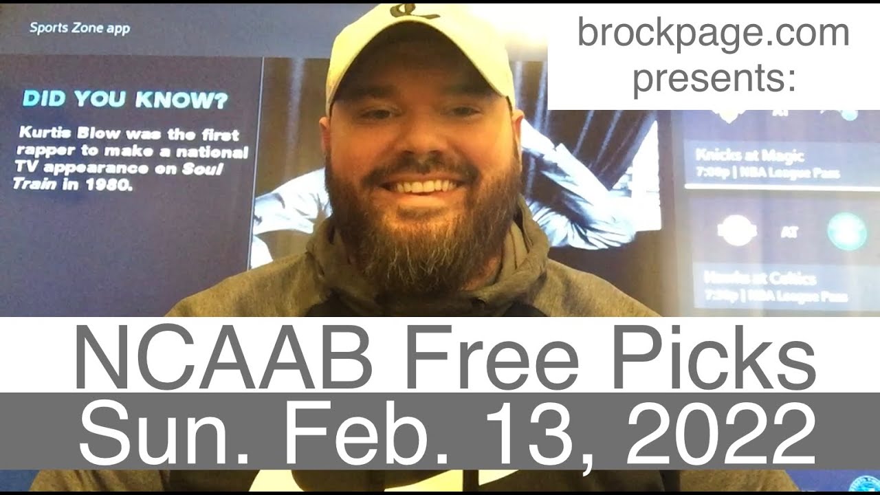 NCAAB Picks (2-13-22) Sunday Men's College Basketball Free Expert Sports Predictions - NCAAM - CBB