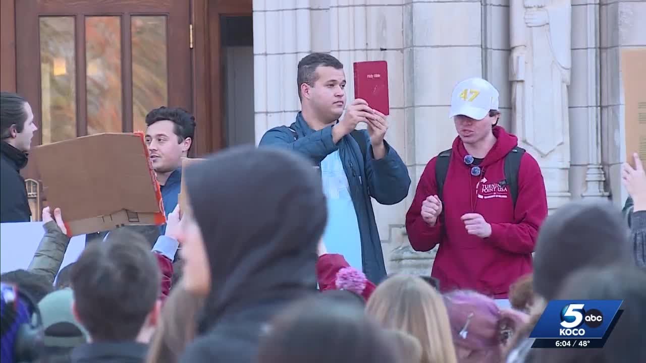 Heated protest held at University of Oklahoma campus over Bible essay grading