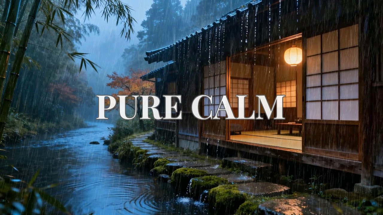 12 Hours 12 Hours Healing Rain ASMR Sounds in Riverside Traditional Path for Instant Anxiety Relief