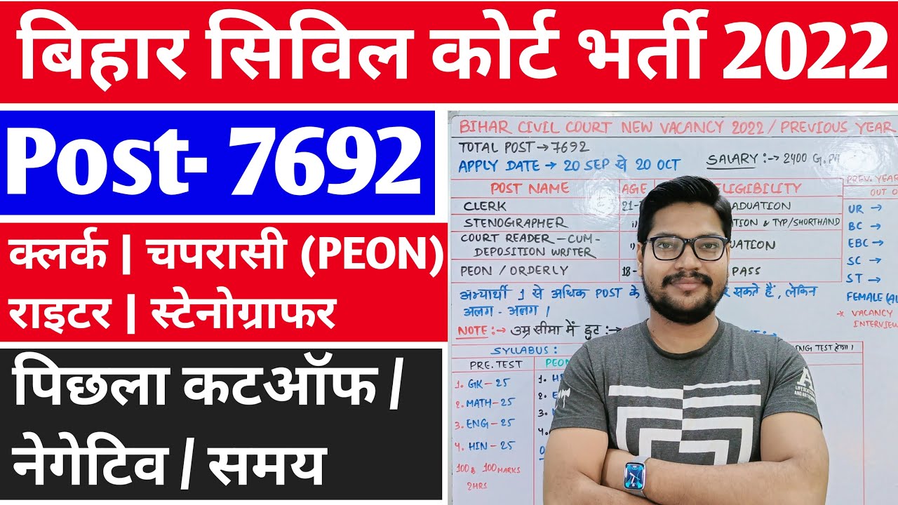 Bihar Civil Court Clerk peon Recruitment 2022 | Bihar Civil Court Previous Year Cutoff
