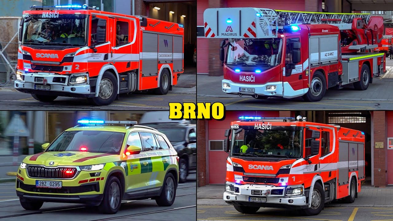 [BRÜNN] - Einsatzfahrten von FEUERWEHR und Rettungsdienst an der HAUPTFEUERWACHE in Brno!