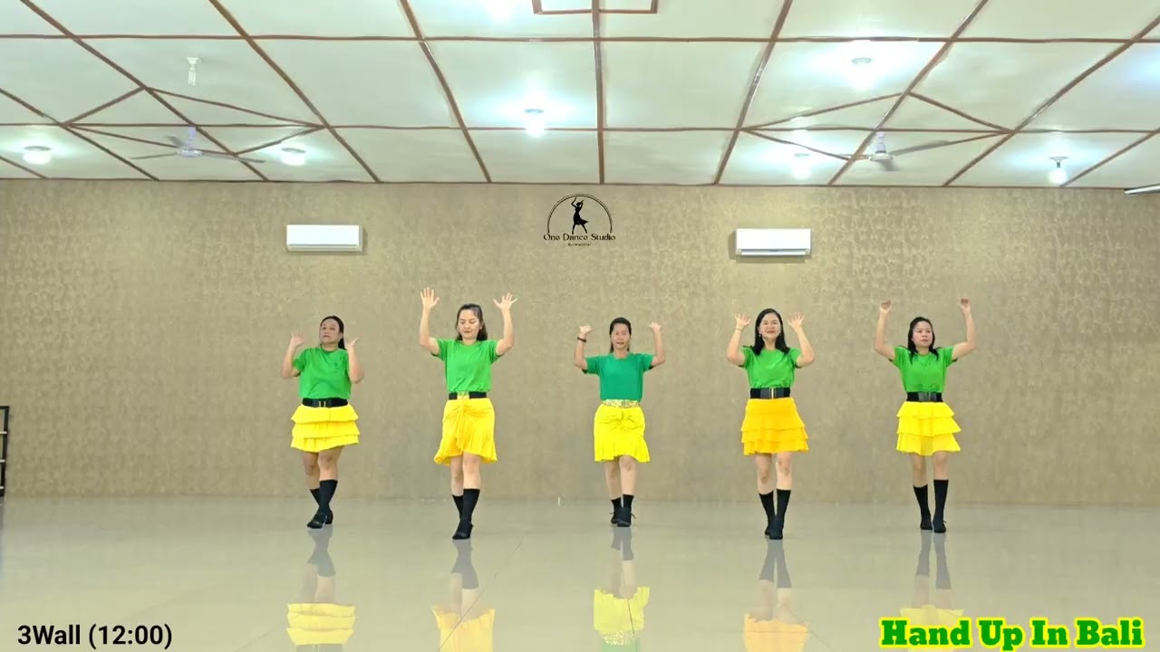 Hand Up In Bali - Line Dance // Improver - Demo #handup #djkinol #ottawan #odspku #linedancepku 💛💚💛💚