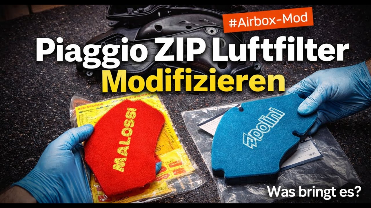 Piaggio ZIP 2 Serie Luftfilter entdrosseln & optimieren . Polini vs. Malossi Einsatz, Mehr Leistung?