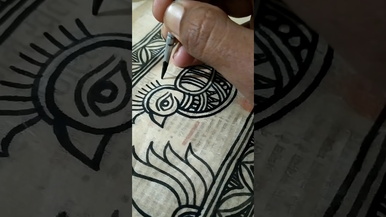 Madhubani painting design on scarf ( Madhubani painting )