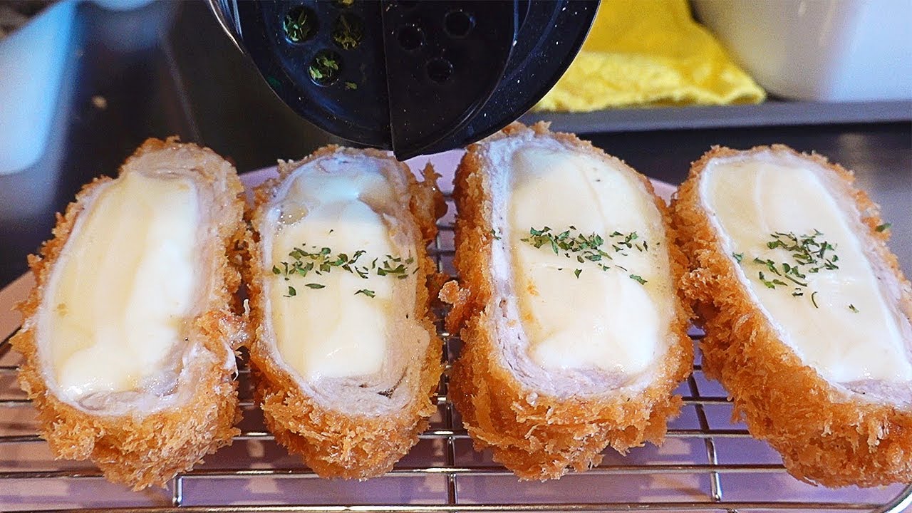 полный сыра! свиная котлета с сыром - корейская уличная еда