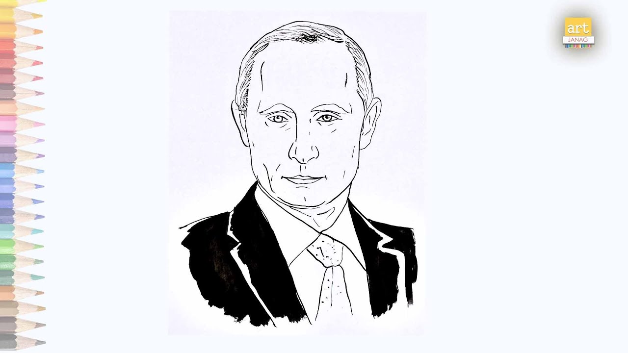 Vladimir Putin drawing | How to draw Vladimir Putin face drawing |  Russia Ukraine War
