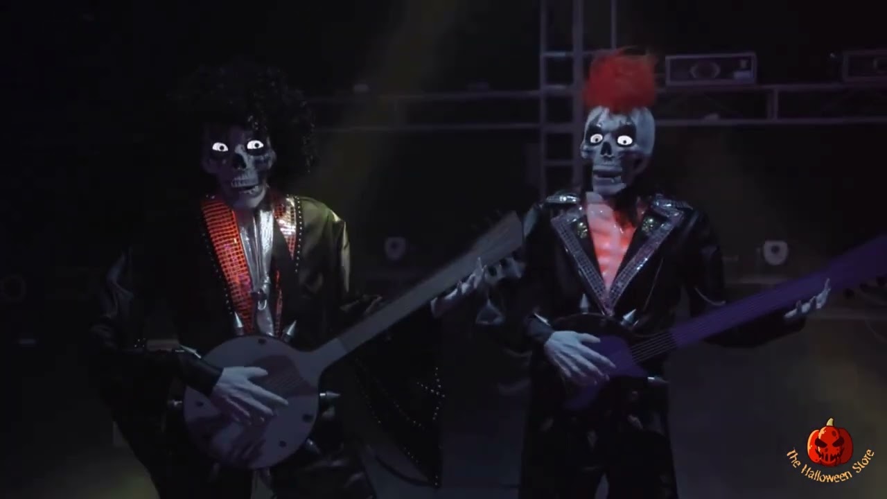 Punk Rock Skeleton Duo Animated Props - 6ft