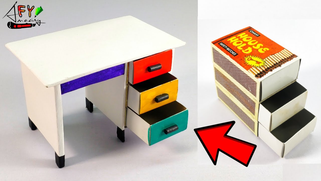 Amazing Matchbox Desk With Drawer | Matchbox craft | matchbox table | Machis ki almari kaise banaye