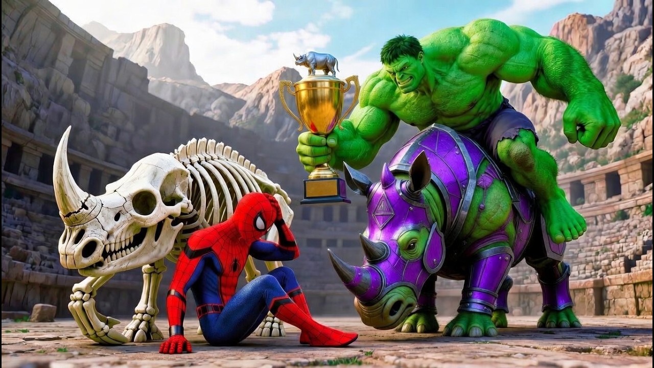 🦏🕷️SPIDERMAN Wins The Magic Legendary Rhino Racing Championship – Epic Racing Challenge!