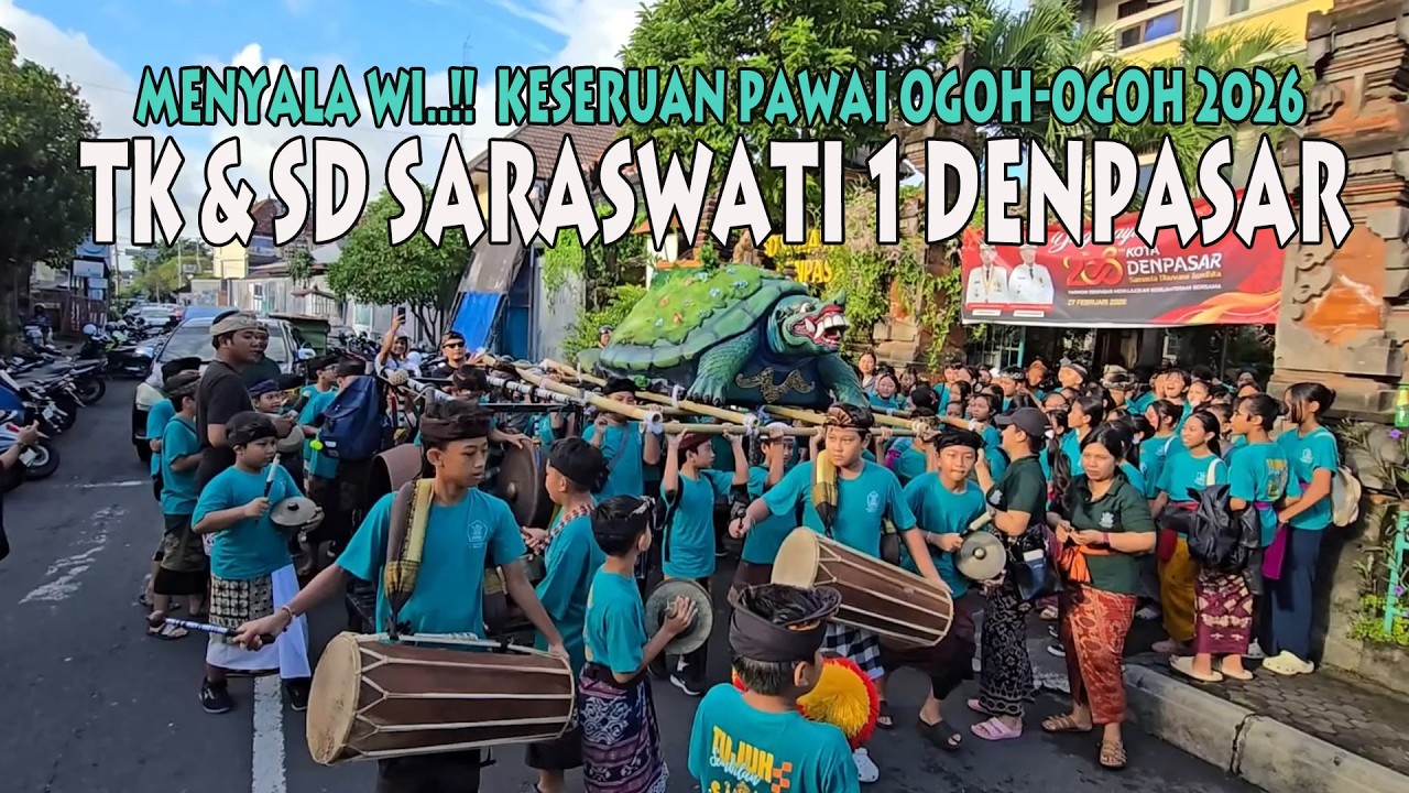 Keseruan Pawai Ogoh-Ogoh TK Dan SD Saraswati 1 Denpasar 2026