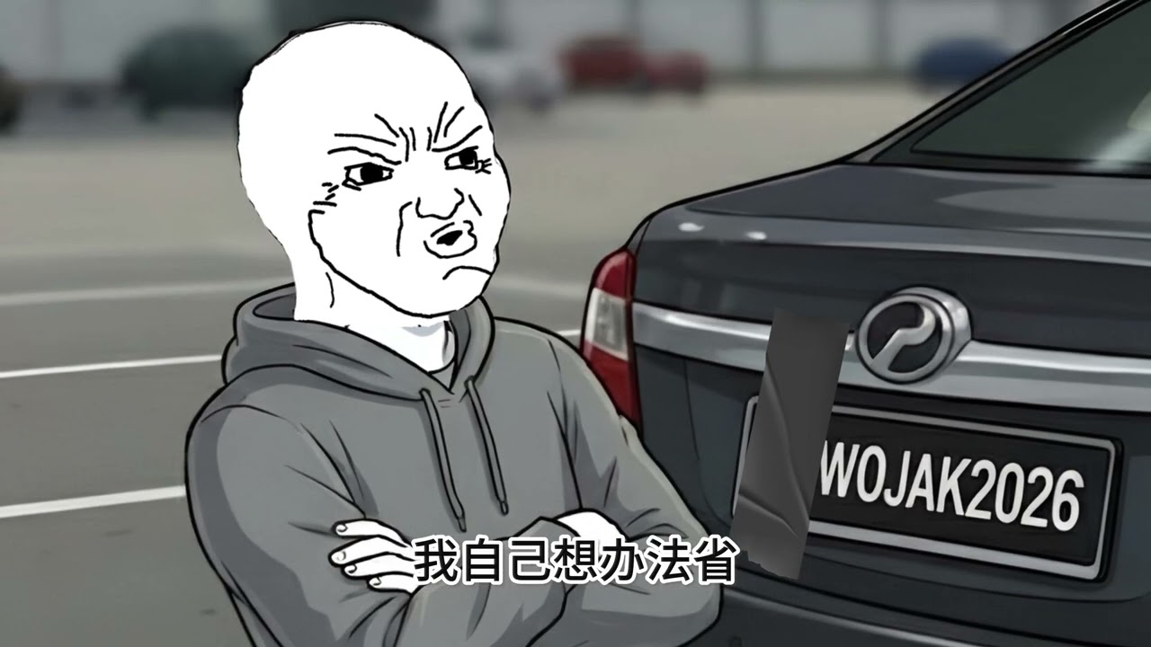 为了省油钱我用tape盖住车牌，我错了吗？ #wojak #现实 #ron95  #Wojak在大马 #马来西亚 #马劳