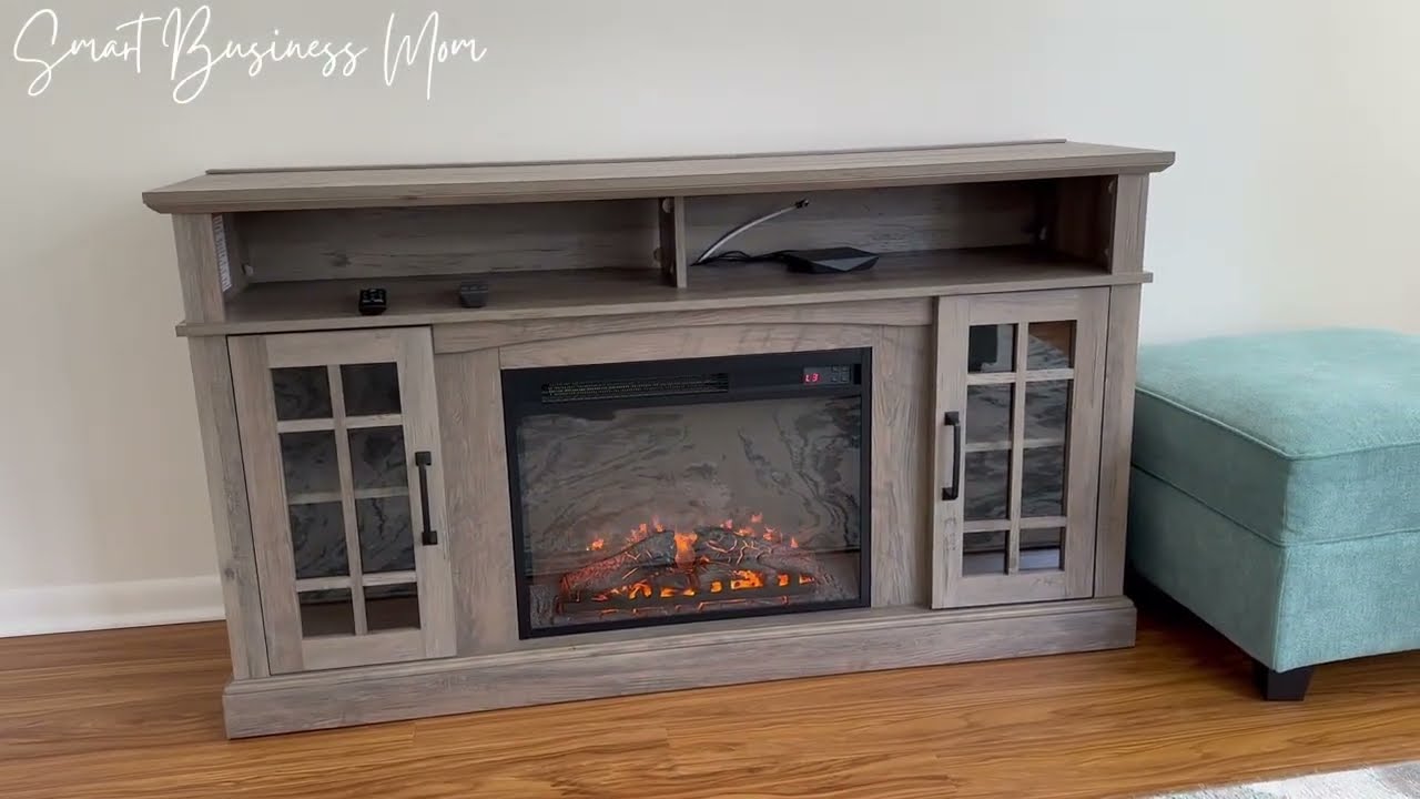 Review of the Belleze Electric Fireplace TV Stand #amazonhome #fireplace #electricfireplace