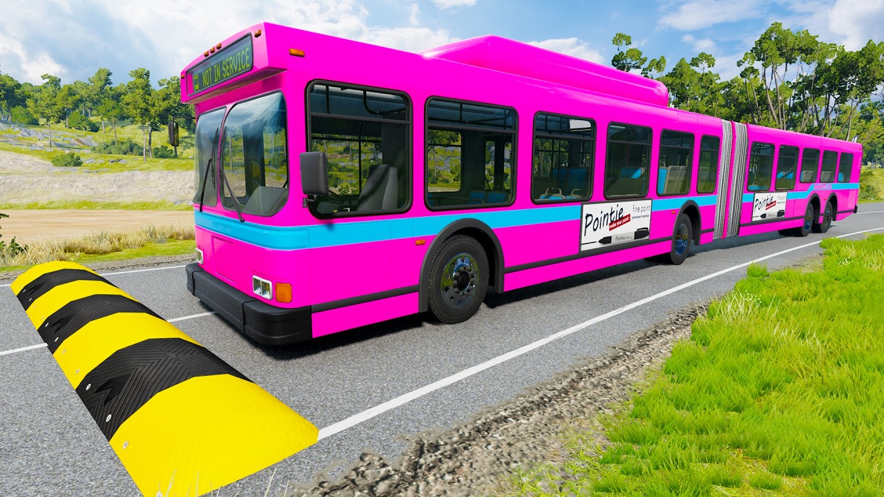 LONG BUS  Vs MASSIVE SPEED BUMPS - BeamNG.Drive