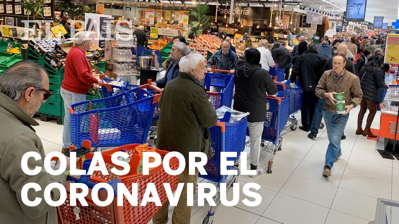 #CORONAVIRUS | Colas y estantes vacíos en un SUPERMERCADO de MADRID