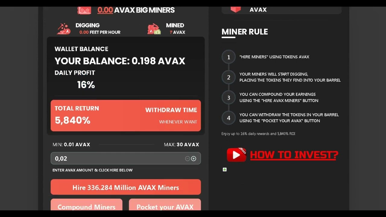 A NEW PROJECT WITH STEEP PERCENTAGES-AVAX MINER