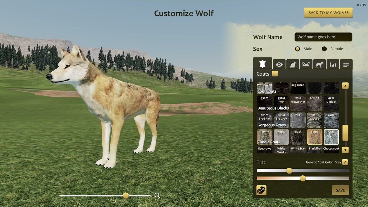 WolfQuest coats on low graphics vs on good graphics