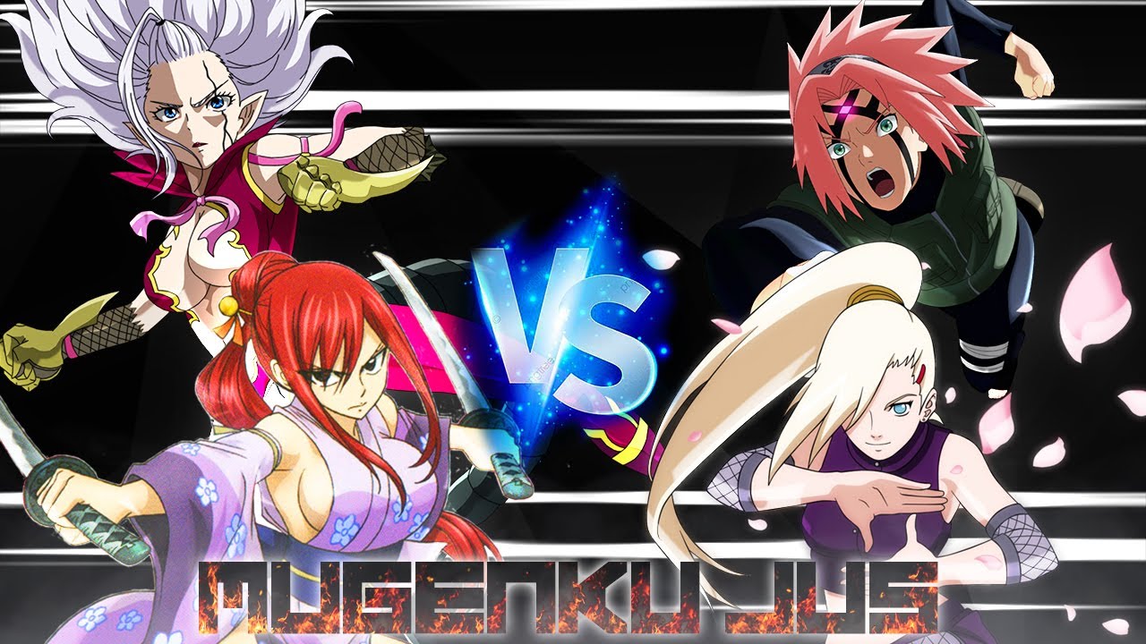 Erza & Mirajane vs Sakura & Ino [Fairy Tail vs Naruto] ANIME MUGEN JUS Team Fight 2 vs 2