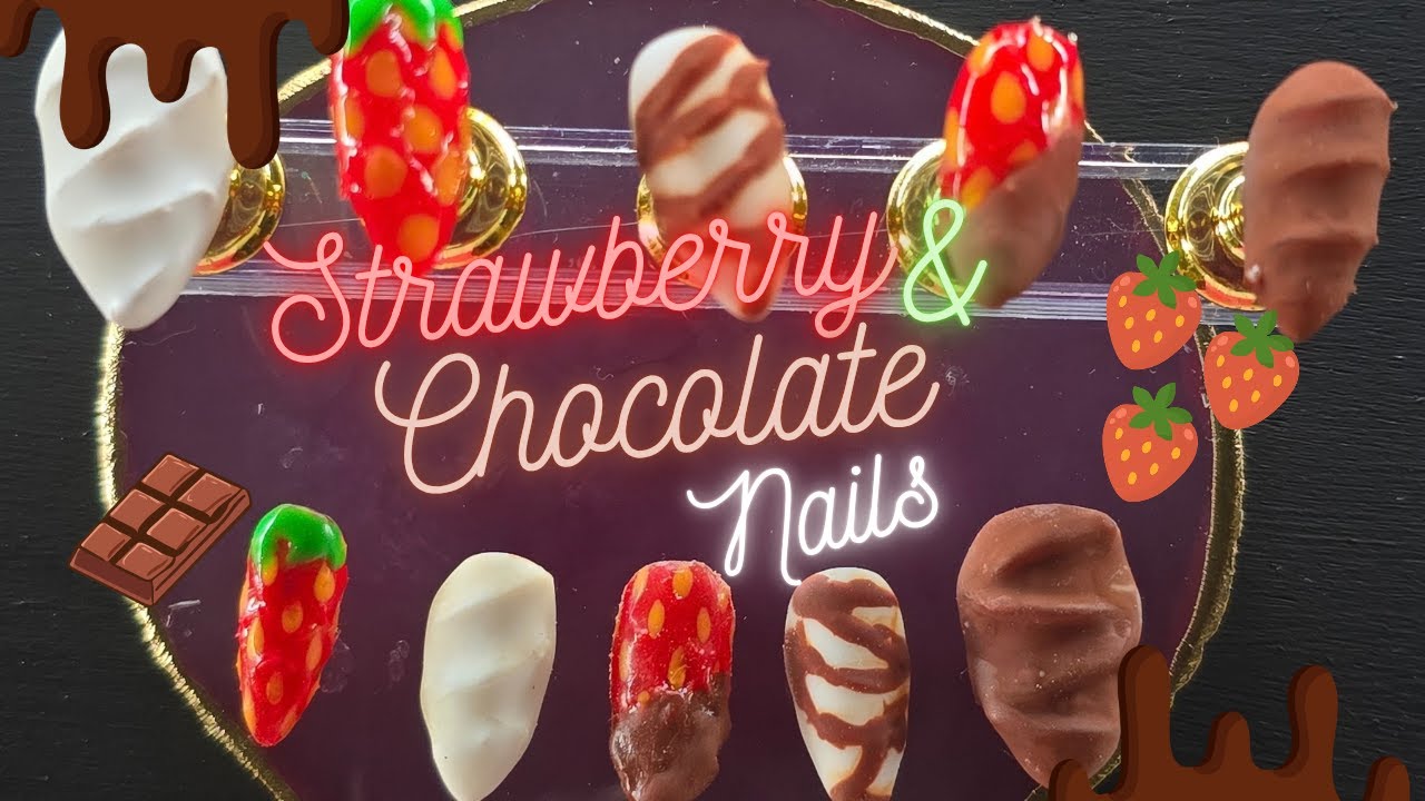 Making Strawberry & Chocolate Nails 🍓🍫 | Press-On Nail Set | itsamariah_bv