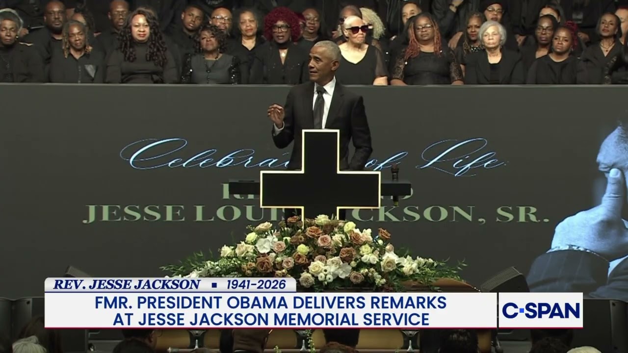 Former President Barack Obama gives remarks at memorial for Rev. Jesse Jackson.