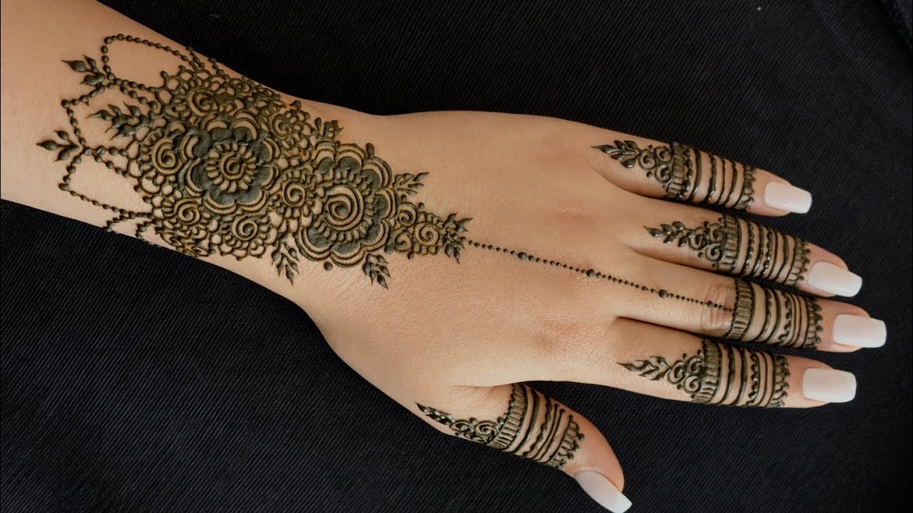 Simple & Elegant Back Hand Henna For Eid🌙🌿Eid Mehndi Turorial🌿