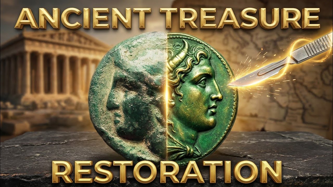 Satisfying Mechanical Cleaning of an Encrusted Ancient Coin | ASMR